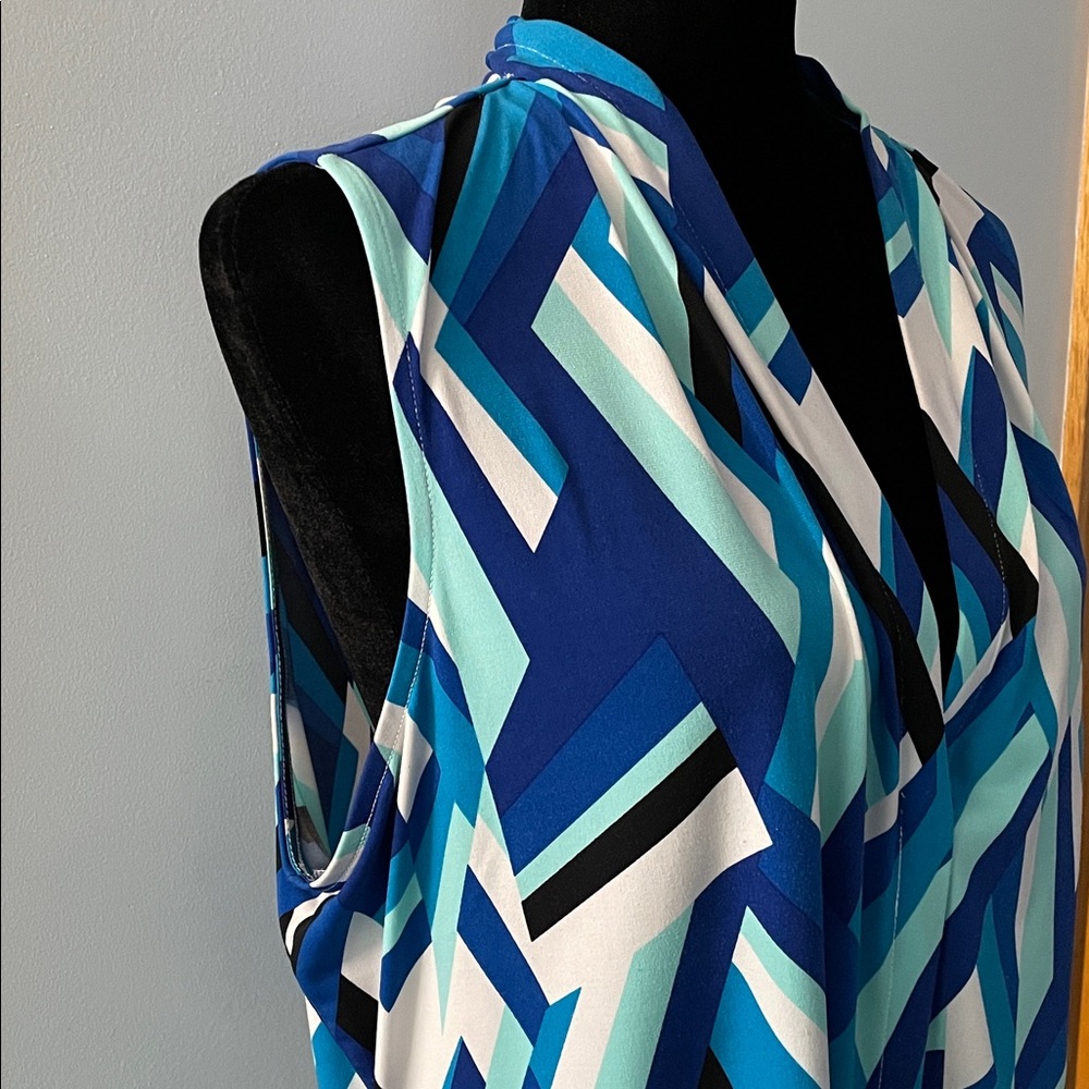 Calvin Klein Blue Geometric Women's Top - Picture 2 of 5